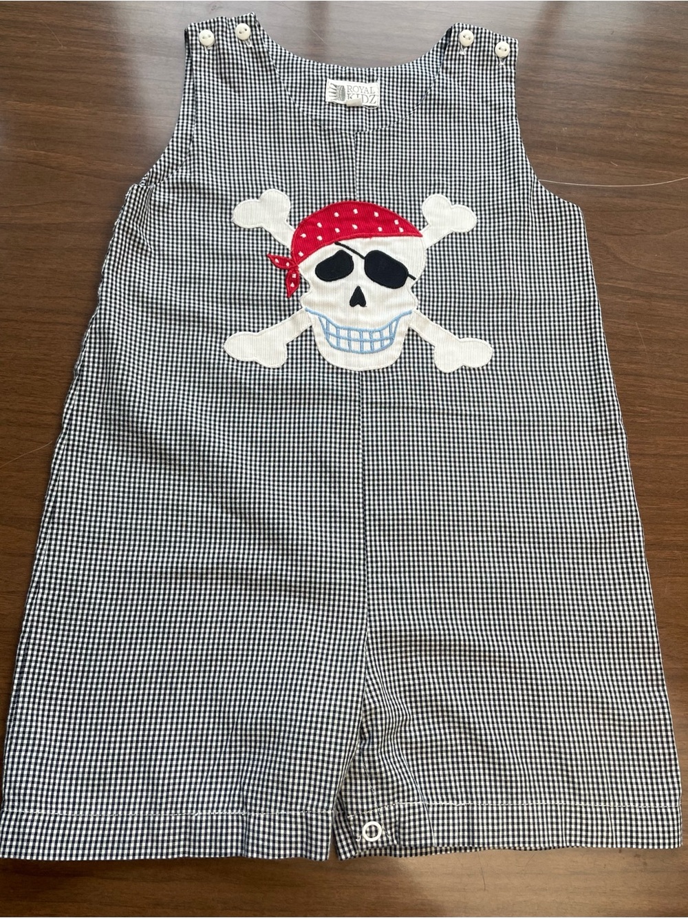 Gingham Kids Skull & Crossbones Shortalls